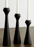Tapered Diamond Wood Candle Holder 4