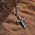 Profound Belief Silver Matte Onyx Cross Charm Necklace 3