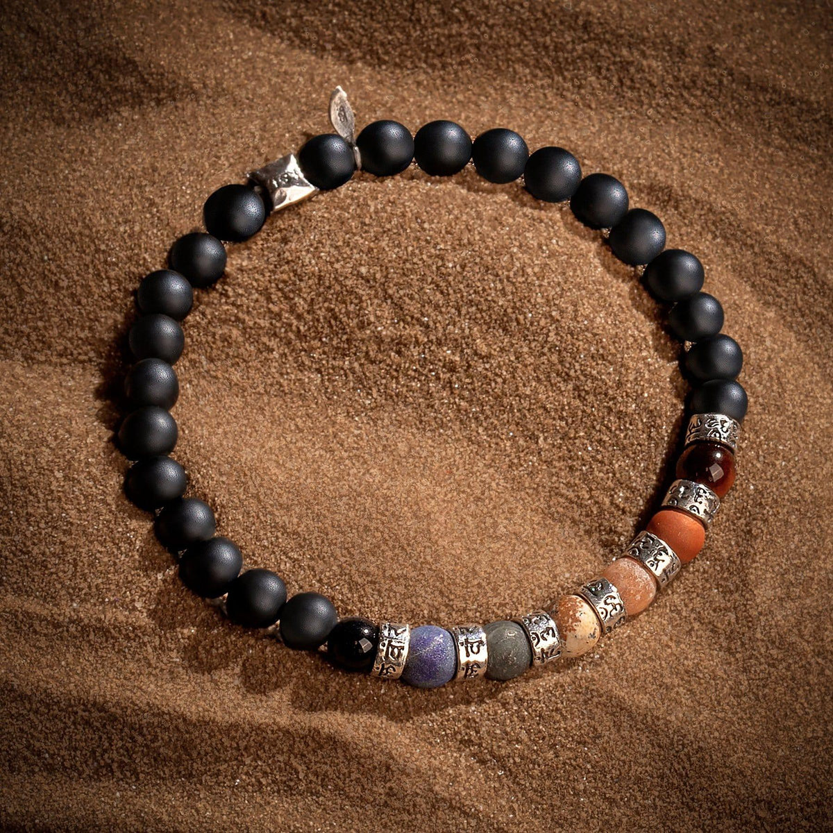 Vigorous Growth Matte Onyx Jasper Chakra Barrel Bracelet