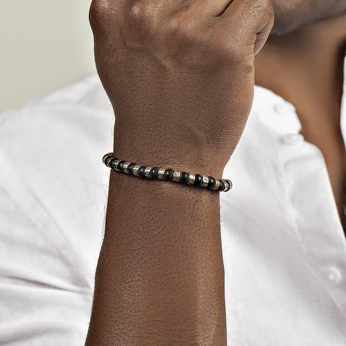 Conscious Awakening Matte Onyx Mantra Barrel Bracelet