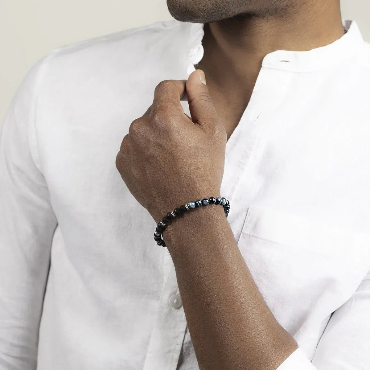 Balanced Perspective - Onyx & Blue Tiger's Eye Bracelet