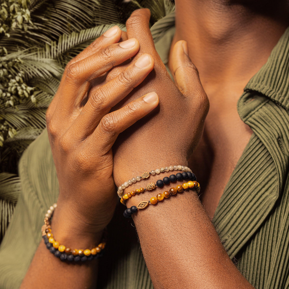 Ultimate Prosperity Onyx Labradorite Tiger's Eye Triple Protection Wrap