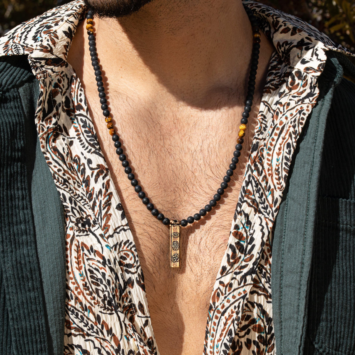 Divine Energy Onyx Tiger's Eye Triple Protection Necklace