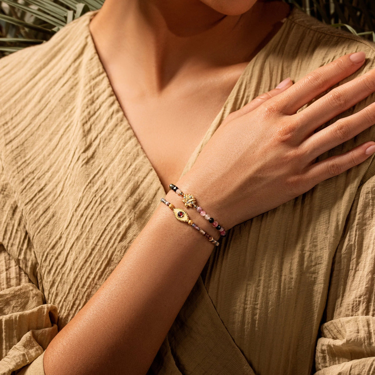 Lotus Blossom Gold Plated Tourmaline Bracelet