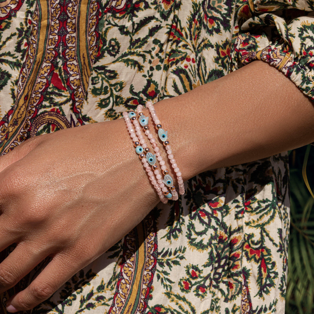 Vision of Love Rose Quartz Evil Eye Bracelet