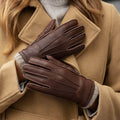 Vittoria (brown) - Italian gloves made of American deerskin leather with cashmere lining 2