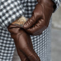 Francesca (brown) - Italian lambskin leather gloves with brown rabbit fur lining 10