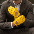 Leonardo (yellow) - Italian driving gloves made of American deerskin leather 5