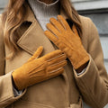 Beatrice - Italian suede leather gloves with luxurious natural sheep fur lining 1