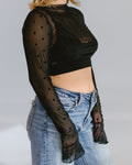 Heart Mesh Mock Neck Halftee 7