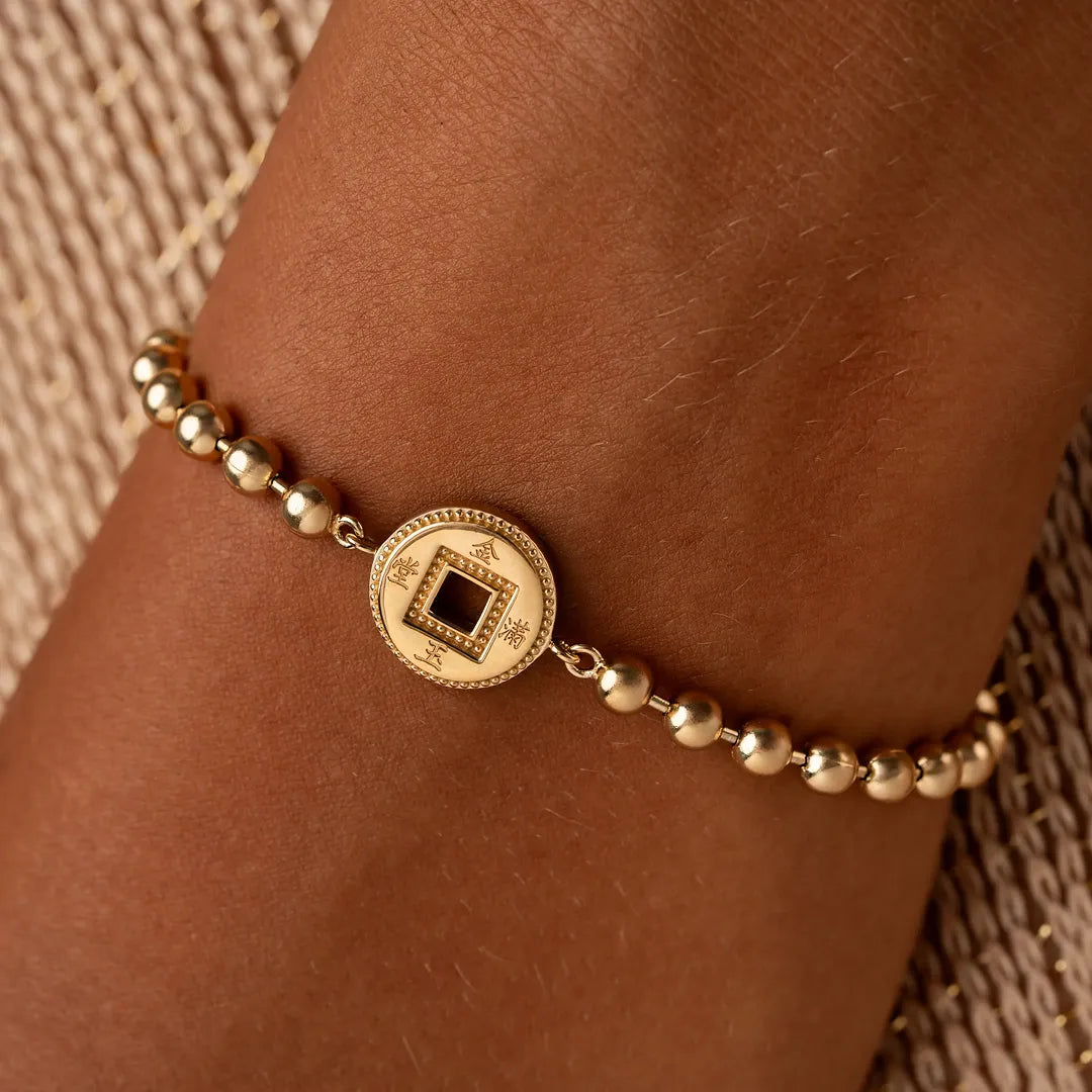 Radiant Fortune Gold Lucky Coin Bracelet