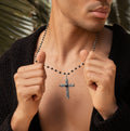 Profound Belief Silver Matte Onyx Cross Charm Necklace 5