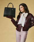 Patrizia (black) - Italian calf leather women's handbag (with shoulder strap) 5