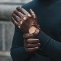Mario (brown) - Italian lambskin leather driving gloves & touchscreen feature 5