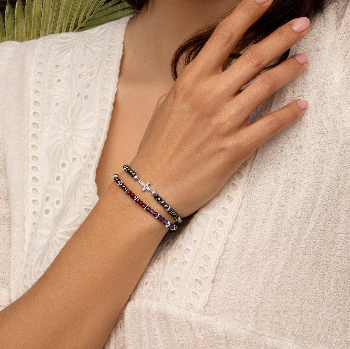 Grounded In Faith Hematite Cross Bracelet
