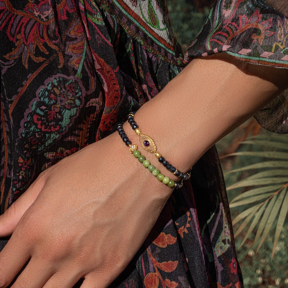 Enlightened Approach Jade Buddha Hematite Luck Bracelet