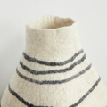Tribal Lines Hand-Felted Wool Natural White Gourd Basket 6