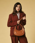 Ornella (cognac) - Italian calf leather women's crossbody bag (with shoulder strap) 8