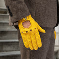 Leonardo (yellow) - Italian driving gloves made of American deerskin leather 6