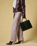 Patrizia (black) - Italian calf leather women's handbag (with shoulder strap) 2