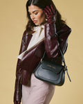 Ottavia (black) - Italian calf leather women's crossbody bag (with shoulder strap) 3
