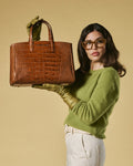 Valentina (cognac) - Italian calf leather women's handbag (with shoulder strap) 4