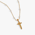 Cross 4:13 Pearl Rosary Chain Pendant Necklace 3