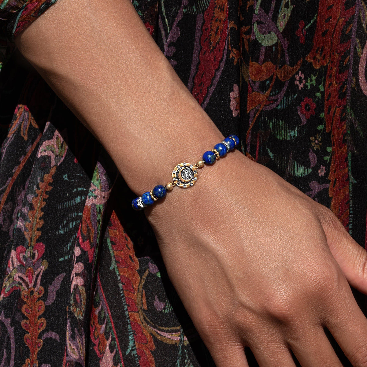 Illuminating Energy Lapis Moon Charm Bracelet