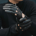 Mario (black) - Italian lambskin leather driving gloves 10
