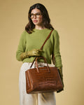 Valentina (cognac) - Italian calf leather women's handbag (with shoulder strap) 8