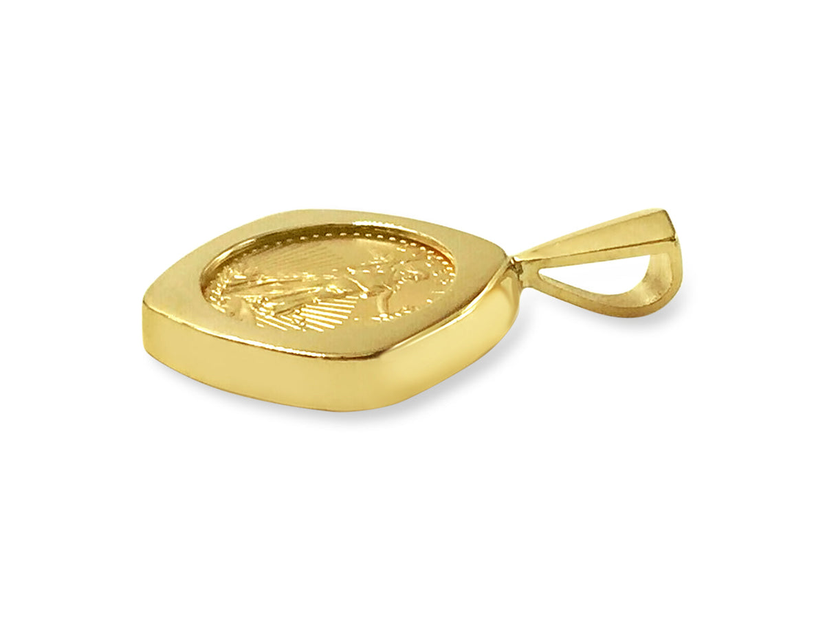 Fancy Solid White/Yellow/Rose Gold Handmade Coin Pendant, 1/10oz Coin