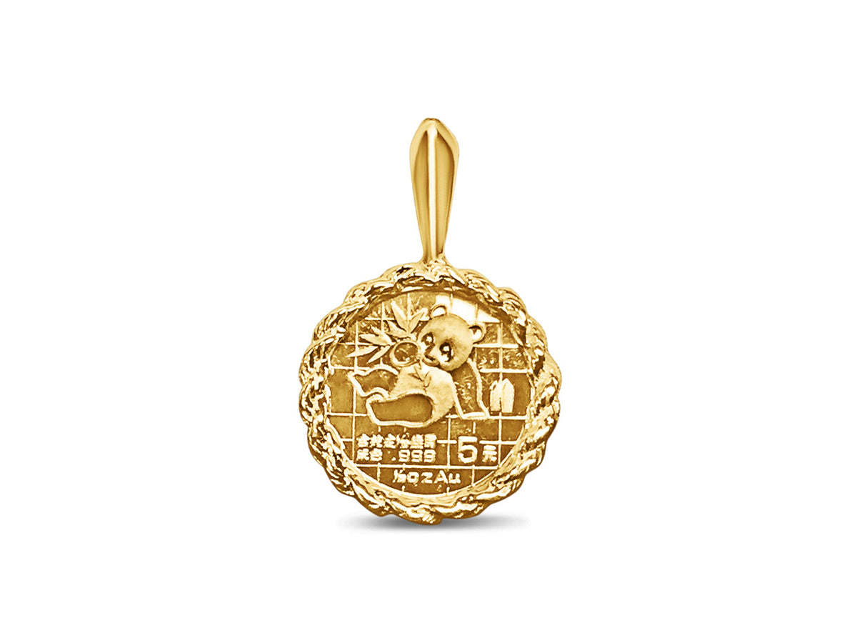 Fancy Solid White/Yellow/Rose Gold Handmade Coin Pendant, Chinese Panda Bear Coin