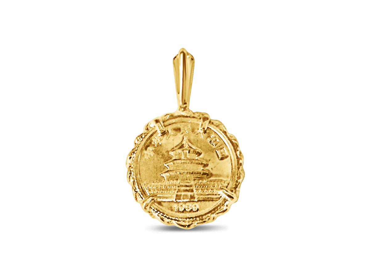Fancy Solid White/Yellow/Rose Gold Handmade Coin Pendant, Chinese Panda Bear Coin
