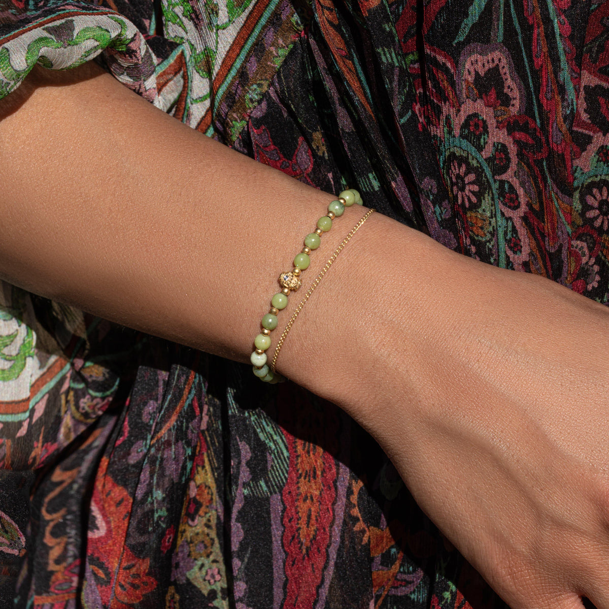 Enlightened Soul Buddha Jade Gold Chain Bracelet