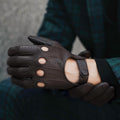 Mario (dark brown) - Italian lambskin leather driving gloves 8