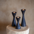 Geo Tealight Wooden Candle Holder White, Black, Natural 2