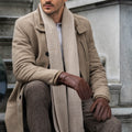 Diego (brown) - Italian gloves made of American deerskin leather with rabbit fur lining 10