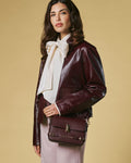 Mirella (eggplant) - Italian calf leather women's crossbody bag (with shoulder strap) 7