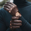 Mario (brown) - Italian lambskin leather driving gloves 8
