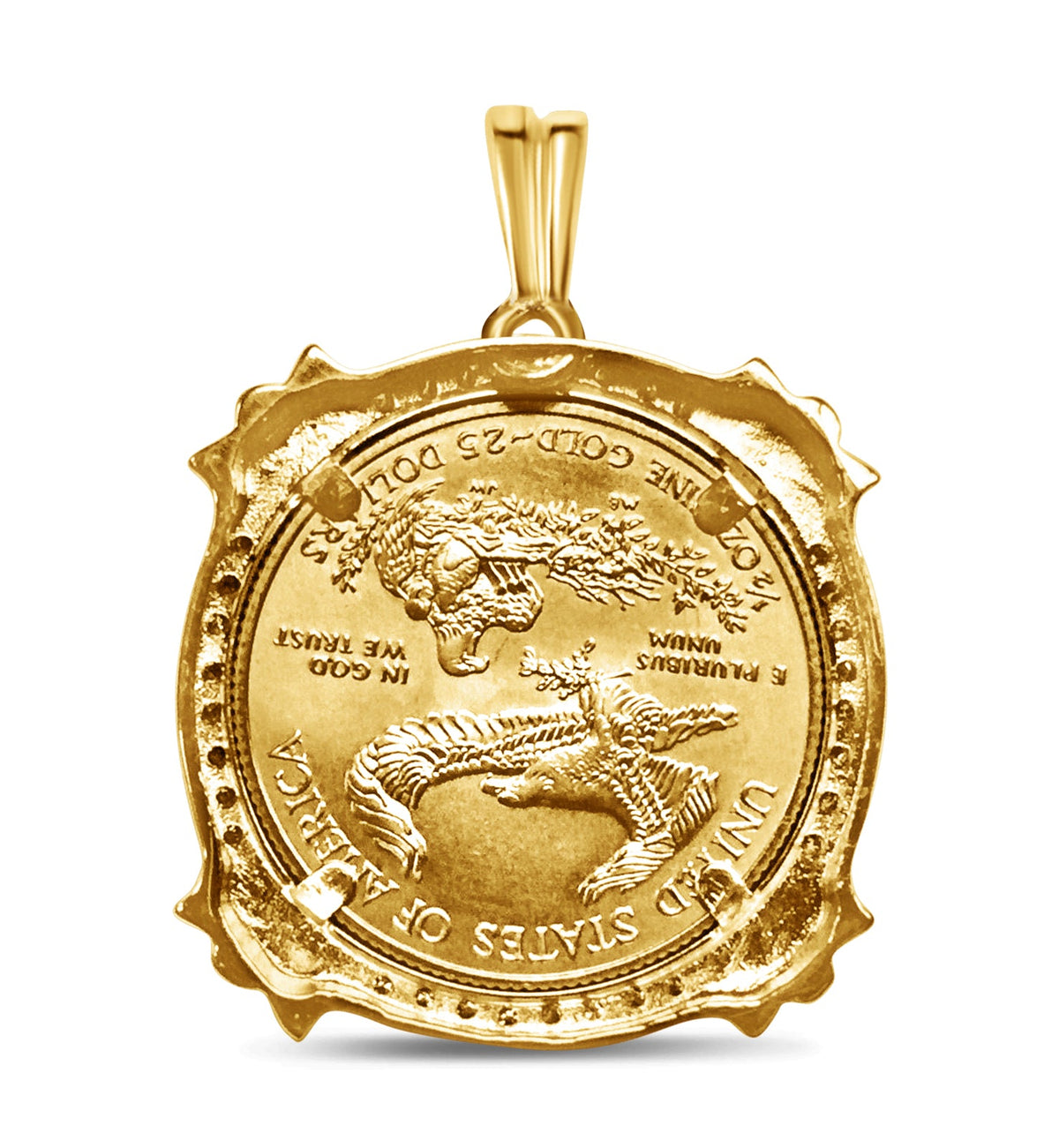 Diamond Fancy Solid White/Yellow/Rose Gold Handmade Coin Pendant, 1/2oz Coin, from 38.0 g