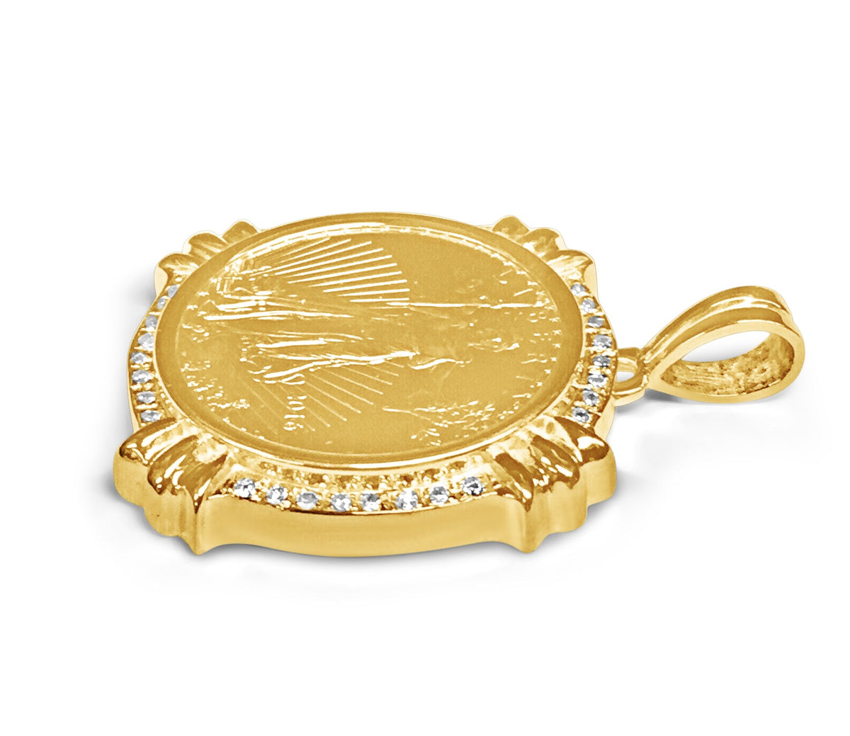 Diamond Fancy Solid White/Yellow/Rose Gold Handmade Coin Pendant, 1/2oz Coin, from 38.0 g