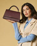 Federica (eggplant) - Italian calf leather women's crossbody bag (with shoulder strap) 6