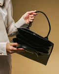 Patrizia (black) - Italian calf leather women's handbag (with shoulder strap) 4