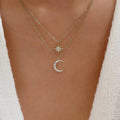 18K Gold Vermeil Crescent Vermeil Necklace 2