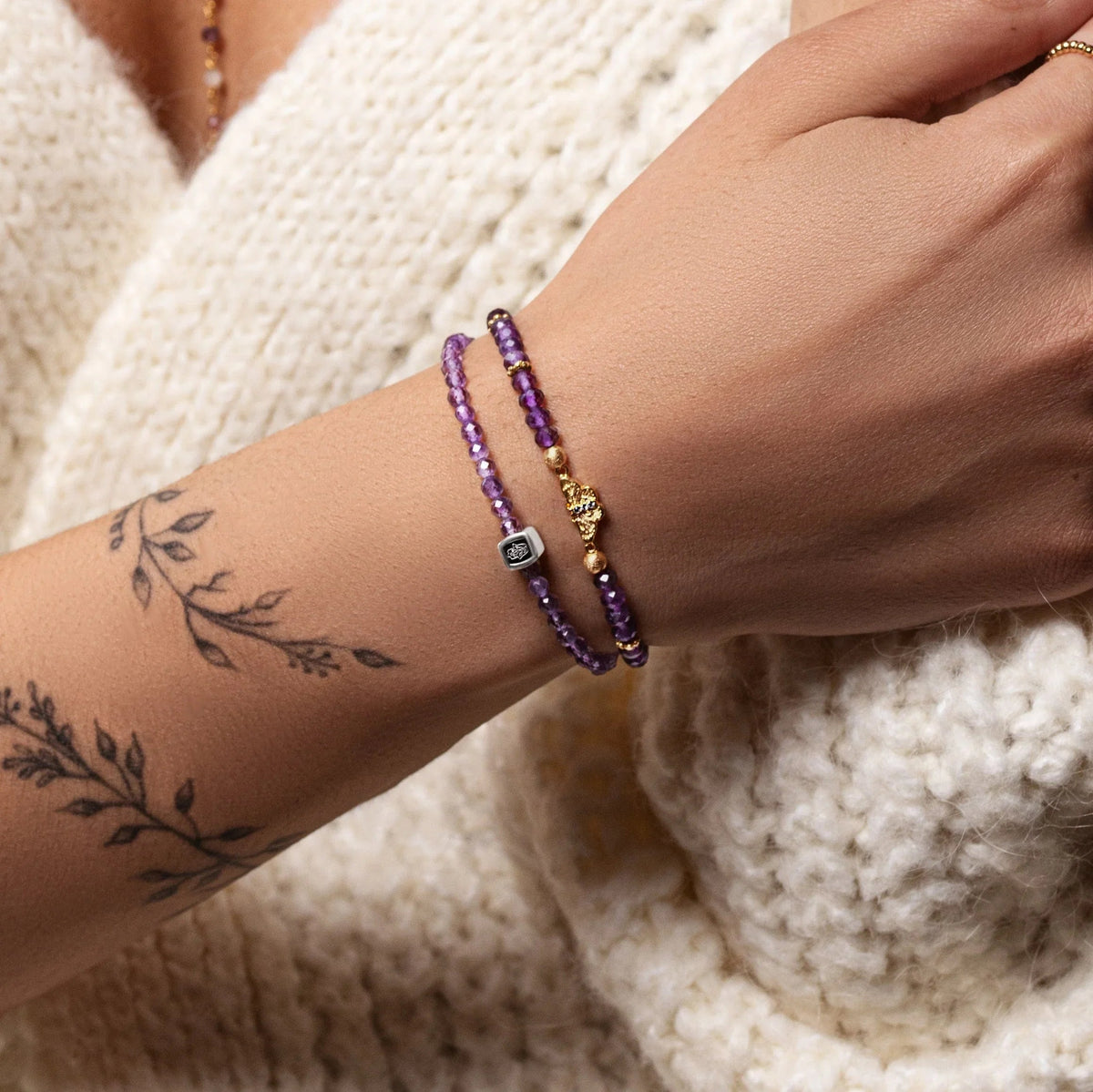 Spiritual Transformation Amethyst Butterfly Charm Bracelet