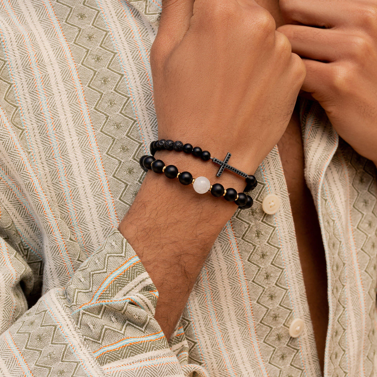 Rooted Faith Lava Cross Bracelet