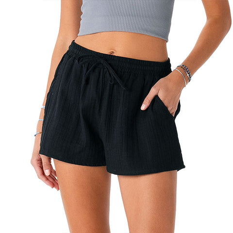 Black Cotton Cabana Shorts