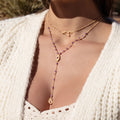 Peace of Spirit - Amethyst Evil Eye Hamsa Lariat Necklace - Image 2