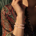 Loyal Support Rose Quartz Diamond Cross Bracelet 2
