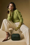 Ottavia (green) - Italian calf leather women's crossbody bag (with shoulder strap) 7